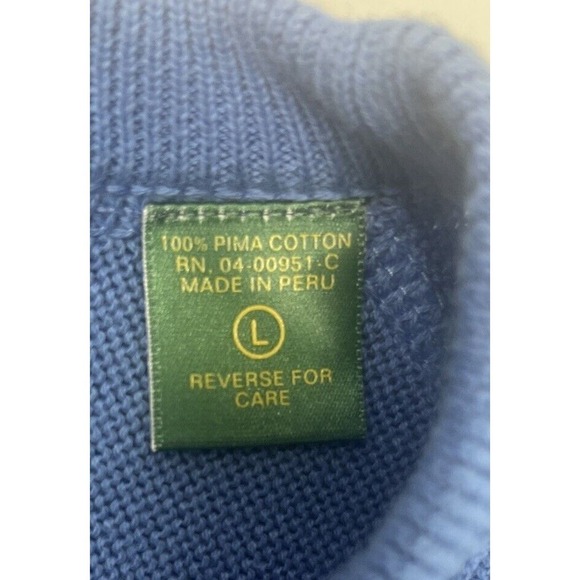 Peru Unlimited Mens Sweater Size Large Blue Crew Neck Pima Cotton Interlock - Picture 4 of 12